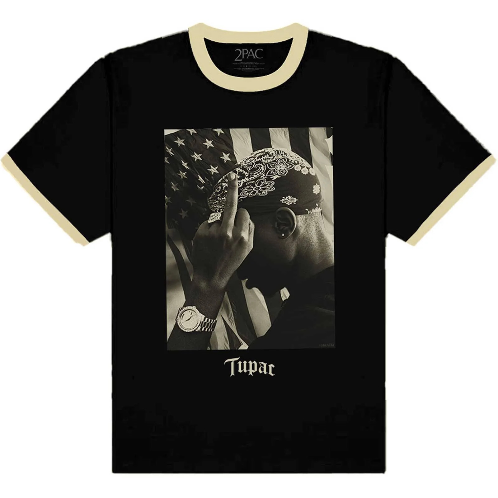 2Pac | Tupac Unisex Ringer T-shirt: Flag Photo | X-Large