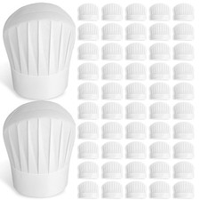 50 Pcs Disposable Chef Hats 9 Inch Adjustable White Paper Hat For Kids And Ad...