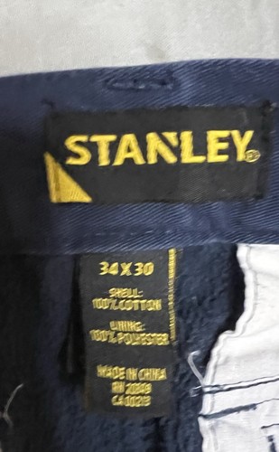 Stanley Workwear Pants Canvas Carpenter Fleece Lined Men's Size 34"x30" 6 Pocket - Picture 3 of 4