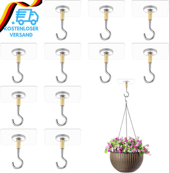 12 StüCk Deckenhaken Selbstklebende Deckenhaken Ohne Bohren, Klebehaken Extra St-image