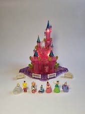 Polly Pocket Bluebird Disney Cinderella Castle With Figures Working Lights