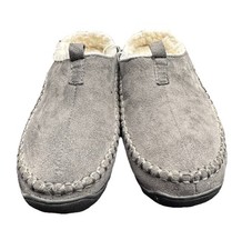 Sherpa Slides Mules House Slipper Gray Faux Side Fur Women's 8 Slip On New 291