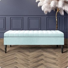 Velvet Ottoman Bench, Shoe Storage Bench, Lined Upholstered Footstool, End Table