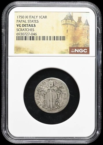ITALY, Papal States. Holy Year. Silver Carlino, 1750, NGC VG Details