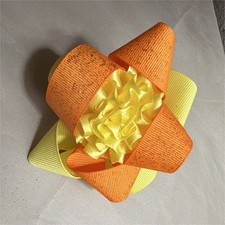 Girls Grosgrain Ribbon Hair Clip Bow, Orange Yellow Glitter, Solid Pattern