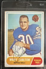 1968 -Wray Carlton- Topps Autograph/Signed/Auto Football Card #97 Bills