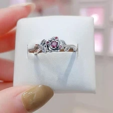 New 925 Sterling Silver Disney Series Beauty and Beast Rose Ring All Size