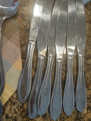International Stainless  Royal Bead  Beaded Flatware 15 Pieces Lot