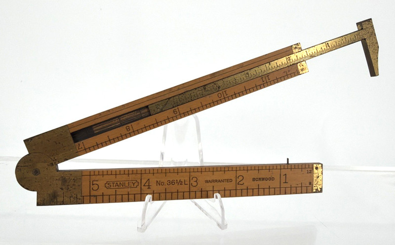 STANLEY NO 36 1/2L TWO FOOT FOLDING BOXWOOD CALIPER RULE VINTAGE ANTIQUE 2 FOLD