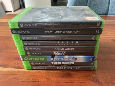 Xbox One Sammlung 9 Spiele – Witcher 3, Fallout 4, Dark Souls III, Diablo III - Bild 1 von 2
