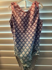 GK ELITE leotard GYMNASTICS DANCE AXS adult extra small MERMAID pink purple blue