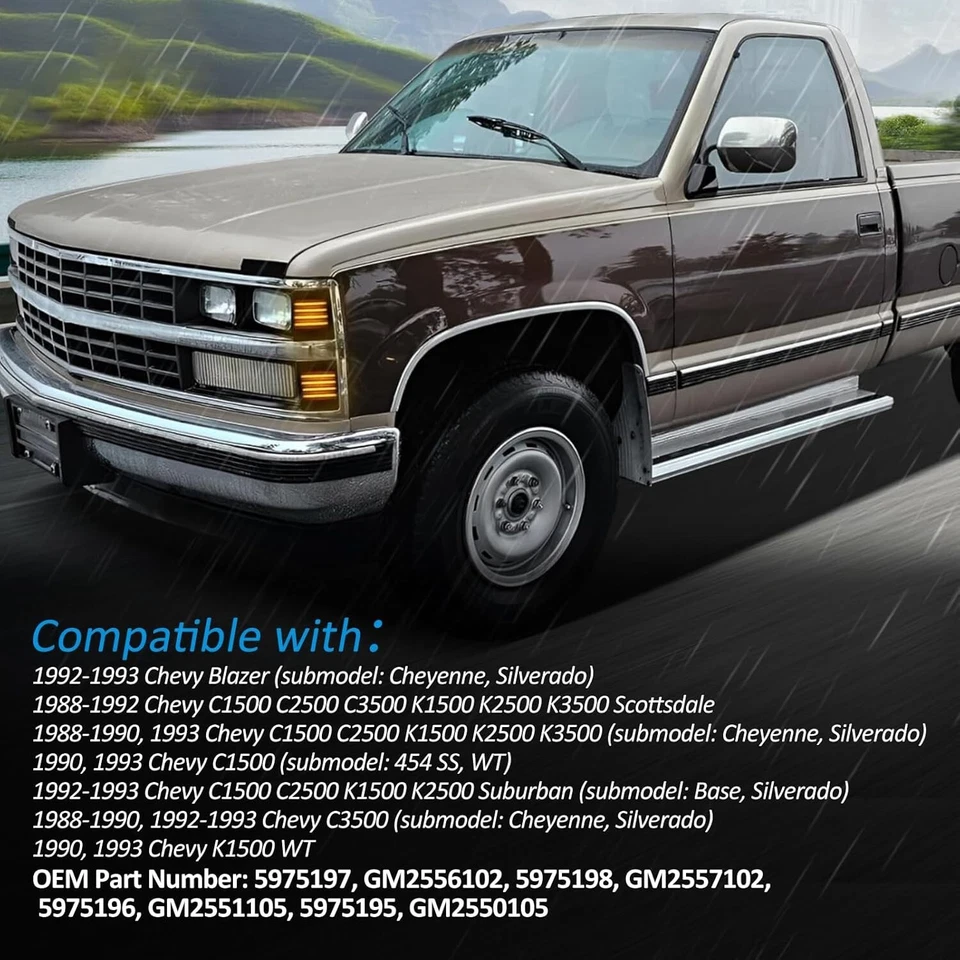 4PCS Front Bumper Corner Side Marker Lamp for 1988-1993 Chevy Silverado C/K 1500 Foto 4 de 4