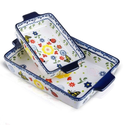 Ceramic Baking Dish Rectangular Bakeware Set Baking Pan, 2-Piece Stoneware Ha...