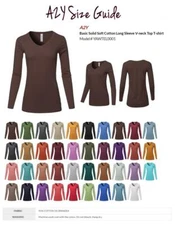 Basic Solid Soft Cotton Long Sleeve V-neck Top T-shirt