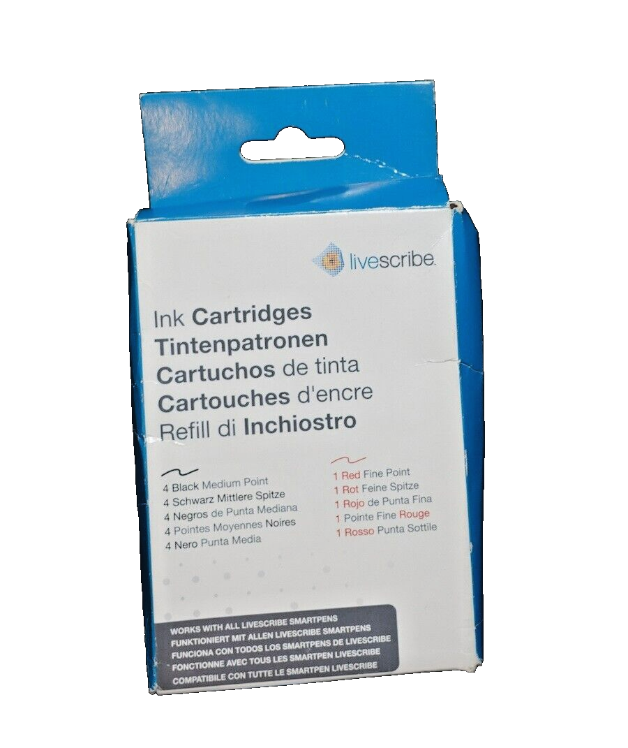 Livescribe Ink Cartridges Refill - 4 Black and 1 Red - For SmartPens - ARA-00008-image