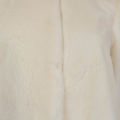 63957 auth CHRISTIAN DIOR ivory white FUR COLLARLESS CROPPED
