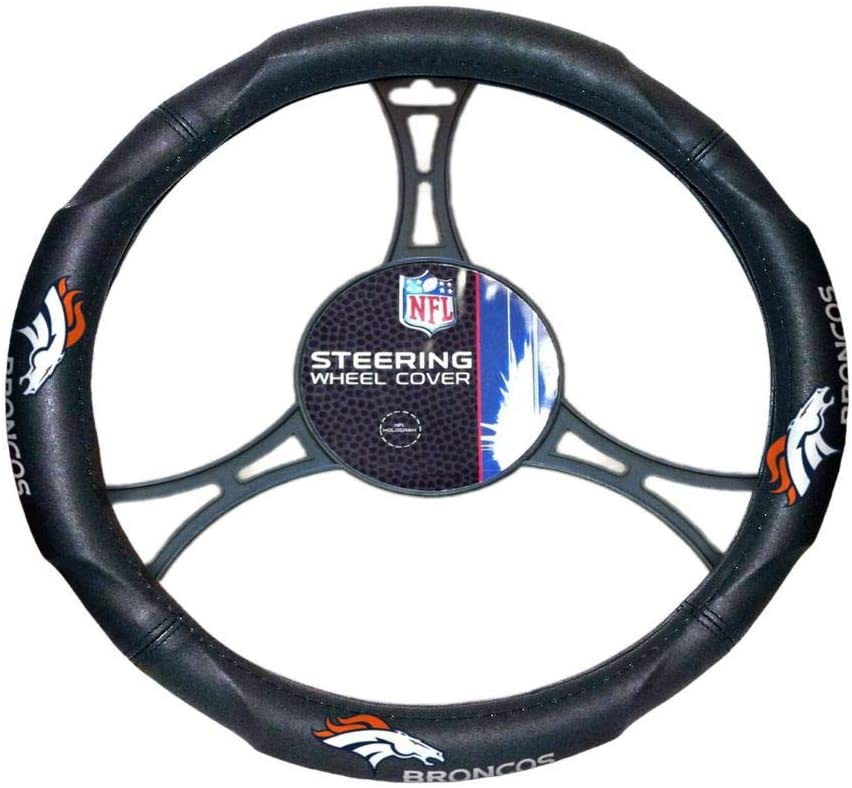 DENVER BRONCOS NFL Premium Synthetic Leather Steering Wheel Cover 14.5
