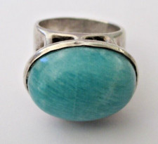 Bague Argent Massif Taille 48 Avec Perle Turquoise - Bijou Vintage - Occasion Parfait