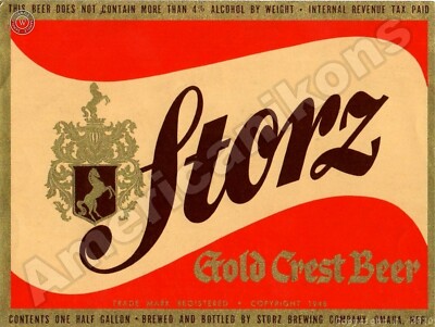 Storz Gold Crest Beer NEW Metal Sign: Storz Brewing  -  Omaha, Nebraska