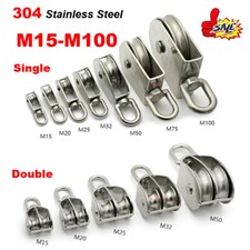 Stainless Steel Heavy Duty Single/Double Pulley Block Wheel Swivel Lifting Rope