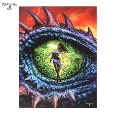 Siehe den Basilisk Leinwand Alchemie Gothic 19x25cm Drache Heidnisch Hexe Gothic NEU