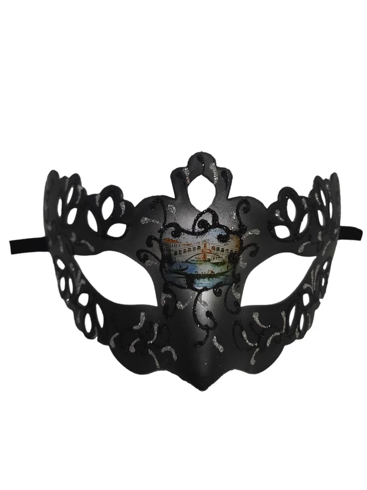 Black Silver Crown Prince Mardi Gras Masquerade Prom Mask - Image 2 of 4