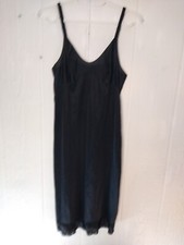 Vtg Sears The Doesnt Slip Womens 34 Black Full Slip Dress Knee Length Anti Cling