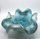 Vintage Murano MCM Uranium glass bowl Blue, white, gold flecks