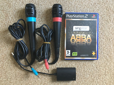 2 x Offizielle Singstar Kabelgebundene Mikrofone für PS2 & PS3 & Abba Spiel GETESTET