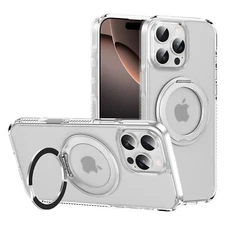 Clear Magnetic Case with 360° Rotating Stand For iPhone 16 Pro Max/16 Pro/16+/16