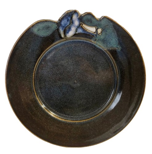 Unique Handmade Pottery pate  Morning  Glory Signed.