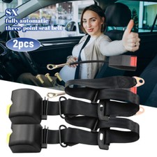 2x Retractable 3 Point Safety Seat Belt Straps Car Adjustable Belt Kit Universal