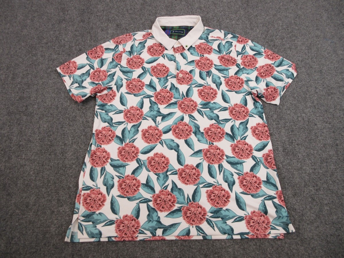 William Murray Polo Shirt Mens Adult Large Red Floral Casual Golf