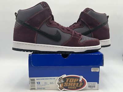 Brand New Nike SB Dunk High Deep Burgundy Gridiron 2012 Size 12 Authentic