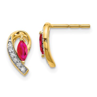 Ohrringe 10 Karat Gelbgold Diamant und Rubin