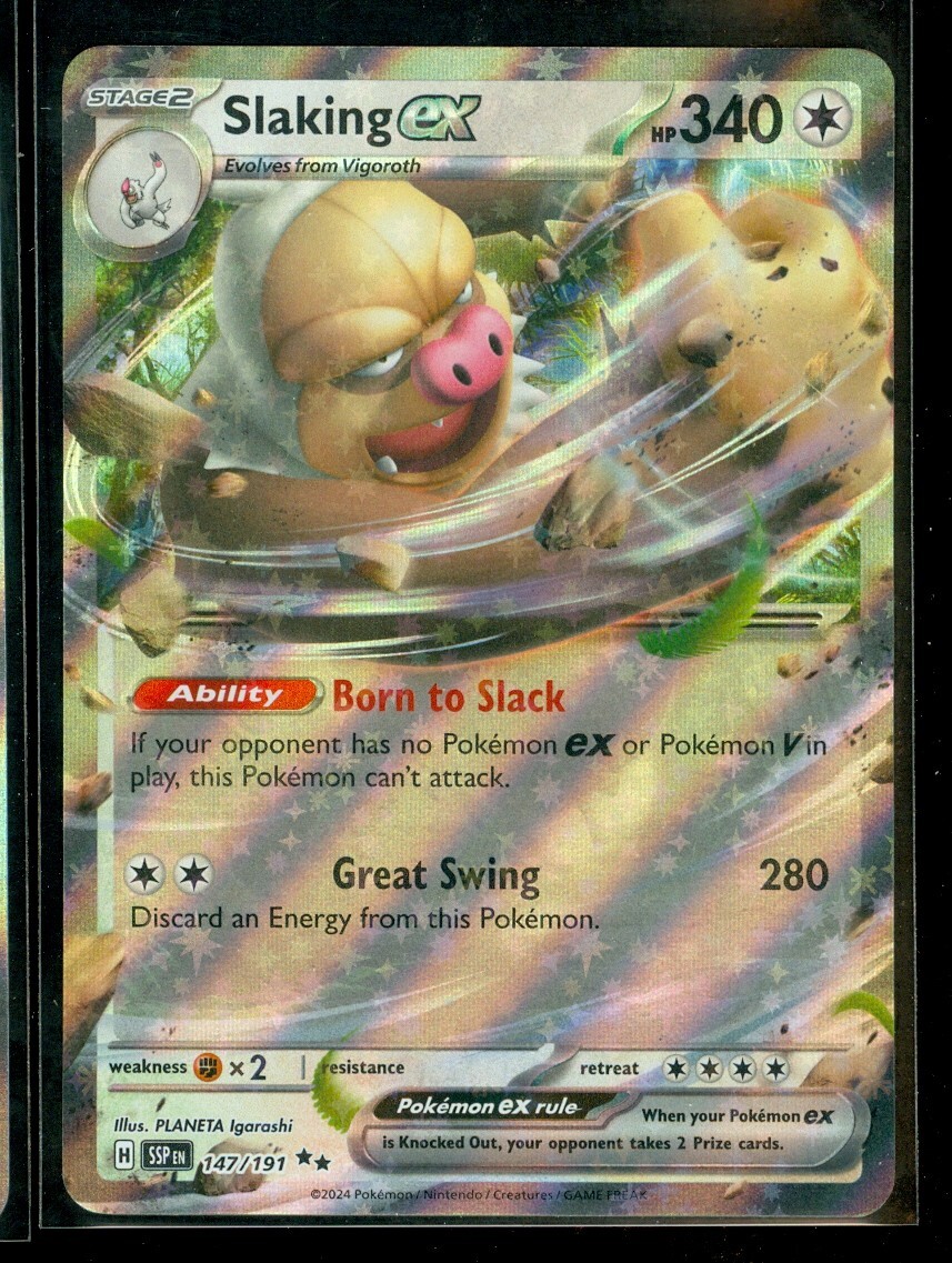 Pokemon SLAKING EX 147/191 - Surging Sparks - ULTRA RARE HOLO - MINT