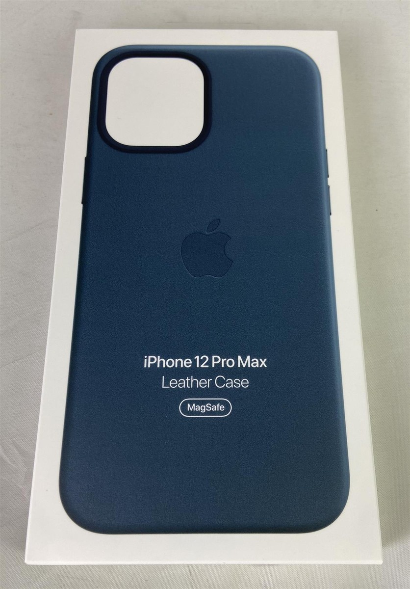 Genuine Official Apple iPhone 12 Pro Max Leather MagSafe Case Baltic  Blue