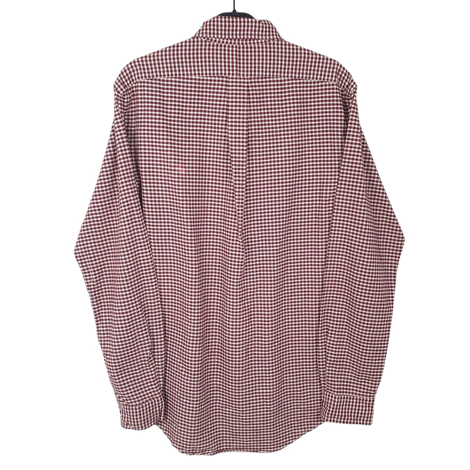 RALPH LAUREN Burgundy Gingham Shirt Custom Fit Long Sleeve Casual Mens M image 3