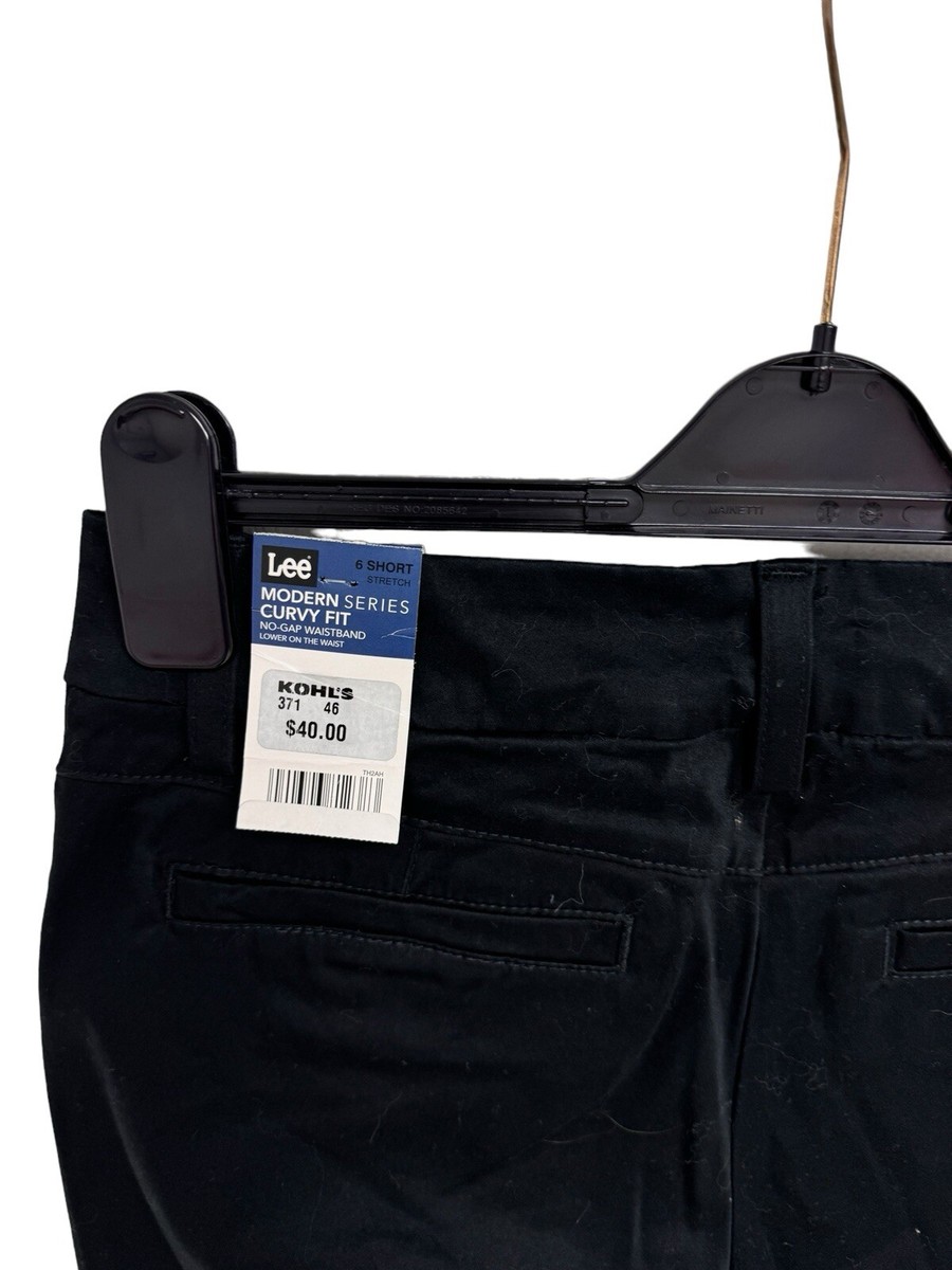 Lee Modern Series Women's Curvy Fit No-Gap Black Straight Leg Dress Pant  Size 6S