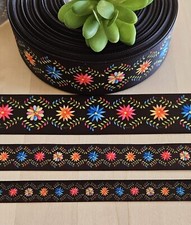 5/8, 7/8 1.5" 1 YD Mexican Flower Grosgrain Ribbon Fiesta Hair Bow