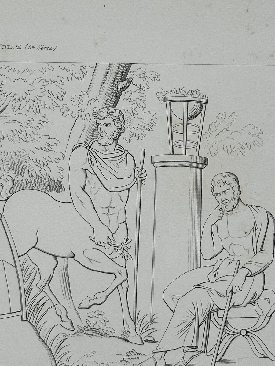 Gravure Ancienne XIXe – Mythologie – Méléagre Et Jupiter – Style Académique