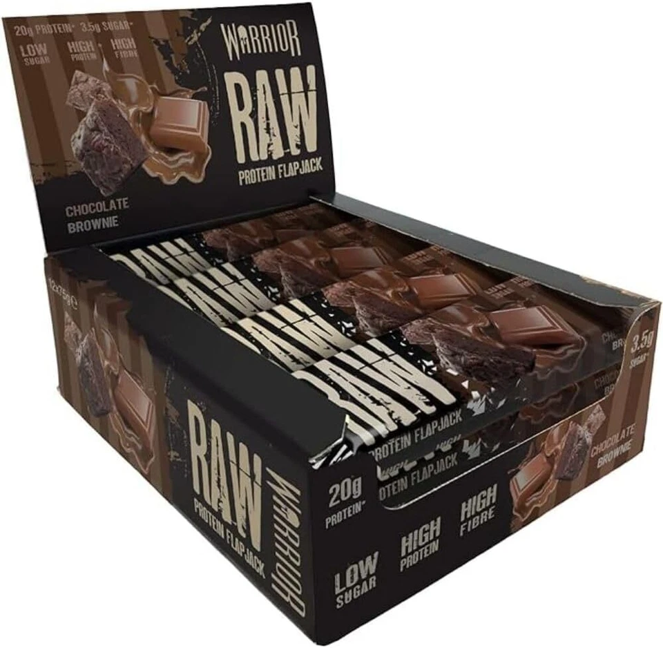 RAW Protein Flapjack Oat Bar - 12 Bars Snack Box - Low Sugar - 20g Protein/Bar