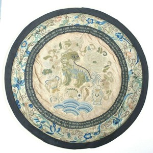 ANTIQUE CHINESE QING EMBROIDERY SILK QILIN HIGH LADY RANK BUZI CHINA 1900