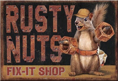 Rusty Nuts Fix It Shop Refrigerator Magnet 2''x3'' great gift