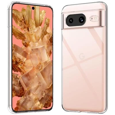 COOLGADGET Schutz Hülle für Google Pixel 8 Handy Tasche Slim Silikon Cover Case transparent