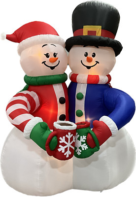 8ft Gemmy Airblown Inflatable Prototype Christmas Snowcouple Hot Cocoa ...