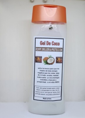 BAÑO DE COCO GEL 100% PURO ROMPE BRUJERIA Y PROTECCION ORACION Y AMULETO GRATIS