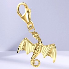 Drache Charm 925 Sterling-Silber Gold vergoldet Dragon Anh&auml;nger f&uuml;r Armband