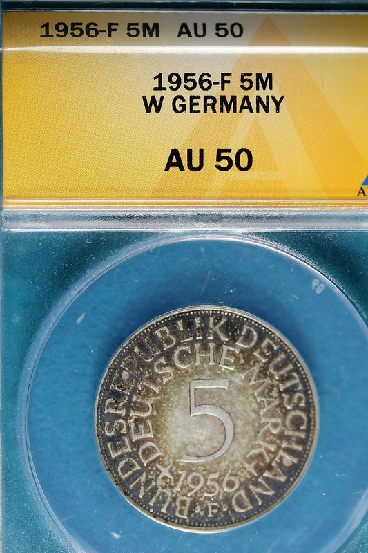 1956-F ANACS AU50 W Germany 5 Mark!! #B6436