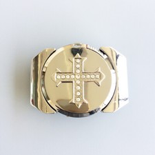 New Bright Silver Rhinestone Cross Lighter Belt Buckle also Stock in the US